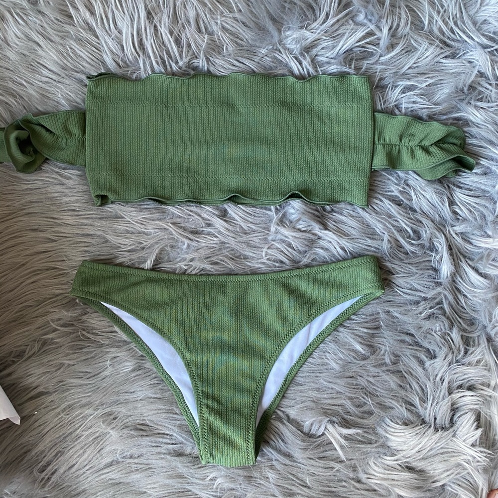 Green ruffled swimsuit